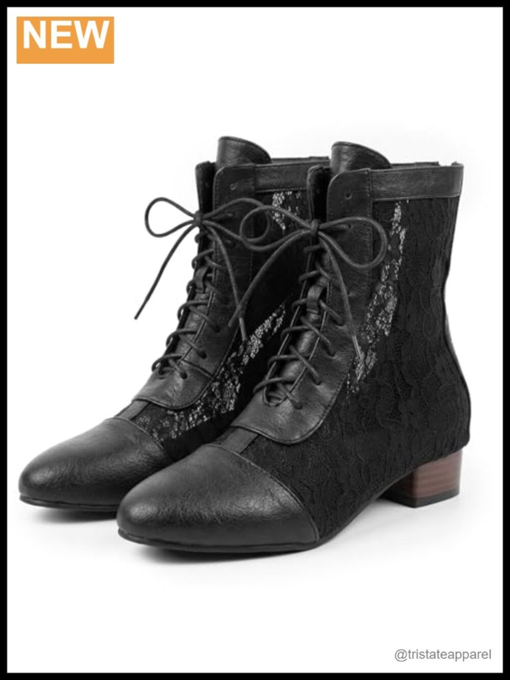 Women's Victorian Lace-Up Ankle Boots with Block Heel